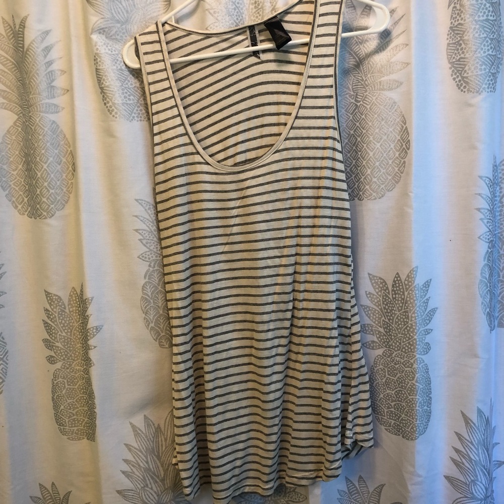 Striped Sleeveless Top - Cream and Gray